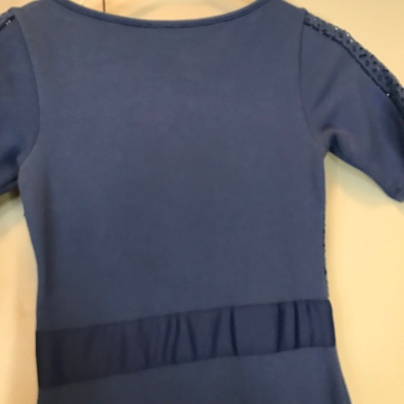 REISS Light Blue Cotton Mixed Knit Eyelet Bodycon Dress size UK6 EU34 US2 - Picture 10 of 11